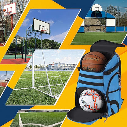 TRAILKICKER Basketball Bag Backpack with Ball Holder Multi-Sport Backpack for Soccer Volleyball Football Baseball Helmet
