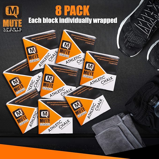 Mute Premium Athletic Gym Chalk Blocks 2 oz. 8 Pack Box | 1 Pound | Magnesium Carbonate | Weightlifting, Gymnastics, Rock Climbing, Olympic Lifting