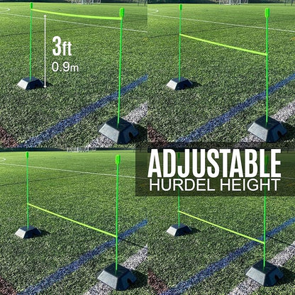 QUICKPLAY PRO Agility Poles (10x Adjustable 3ft to 6ft) for Turf & Court Training