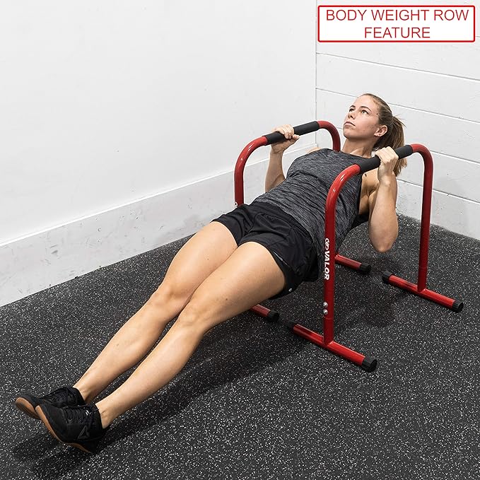 Valor Fitness Non-Slip Dip Station Stands – Bodyweight Exercise Equipment for Dips, L-Sits, Rows, Push-Ups, Pull-Ups Uppr Body Workout - Home Gym Strength Training